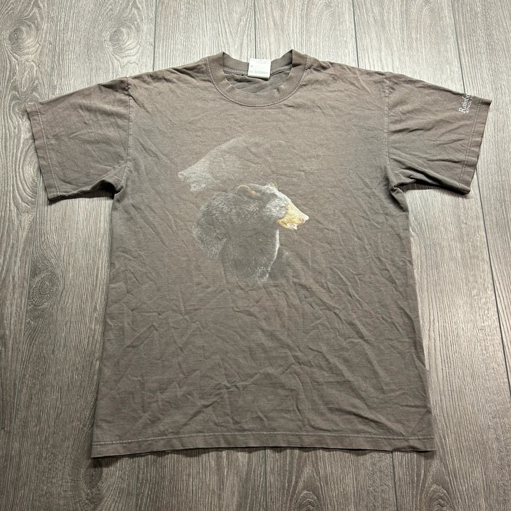 Vintage Rivers Edge Canada Bear Graphic T-Shirt Mens Medium Brown 90s Cotton